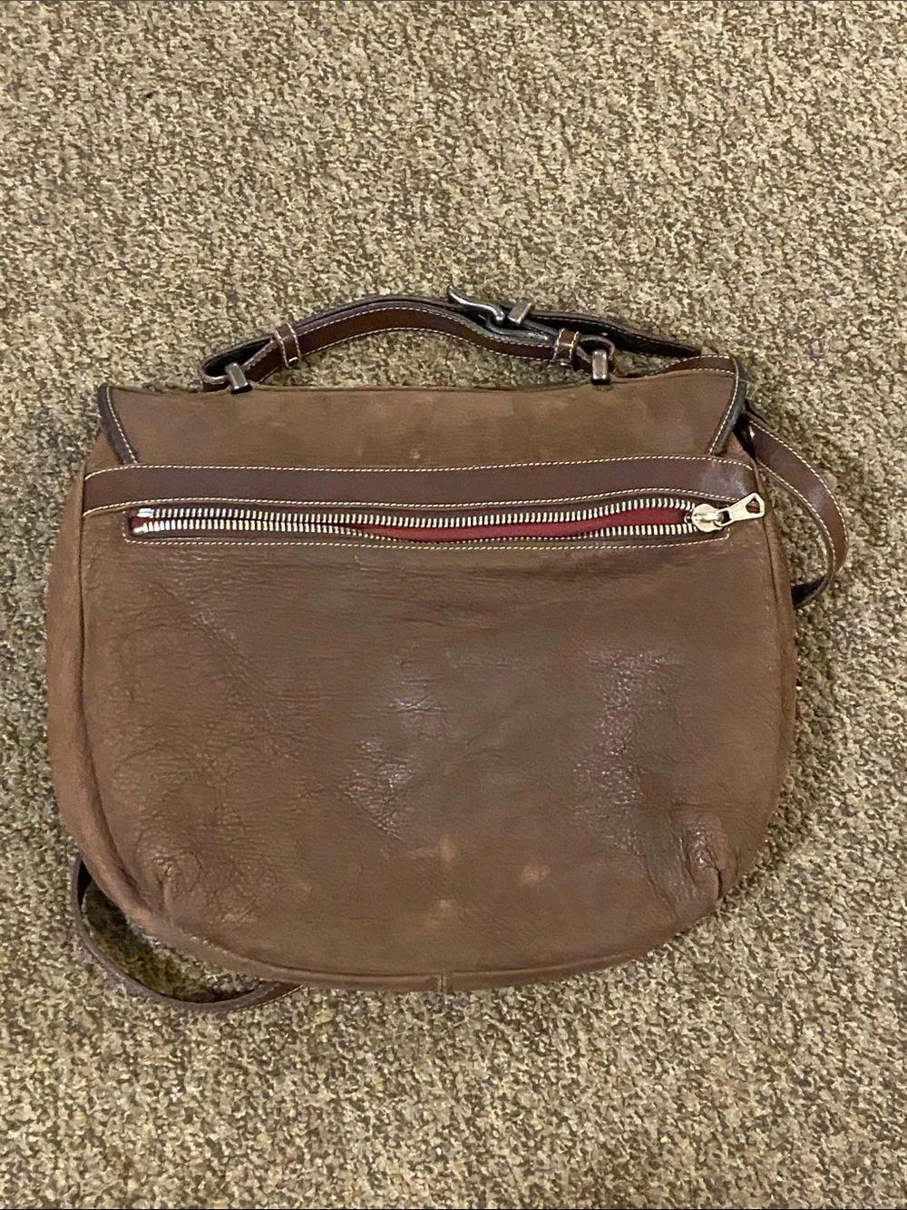 VTG,Georgetown Leather Design Men's Brown Messenger Bag with Dual Front Pockets